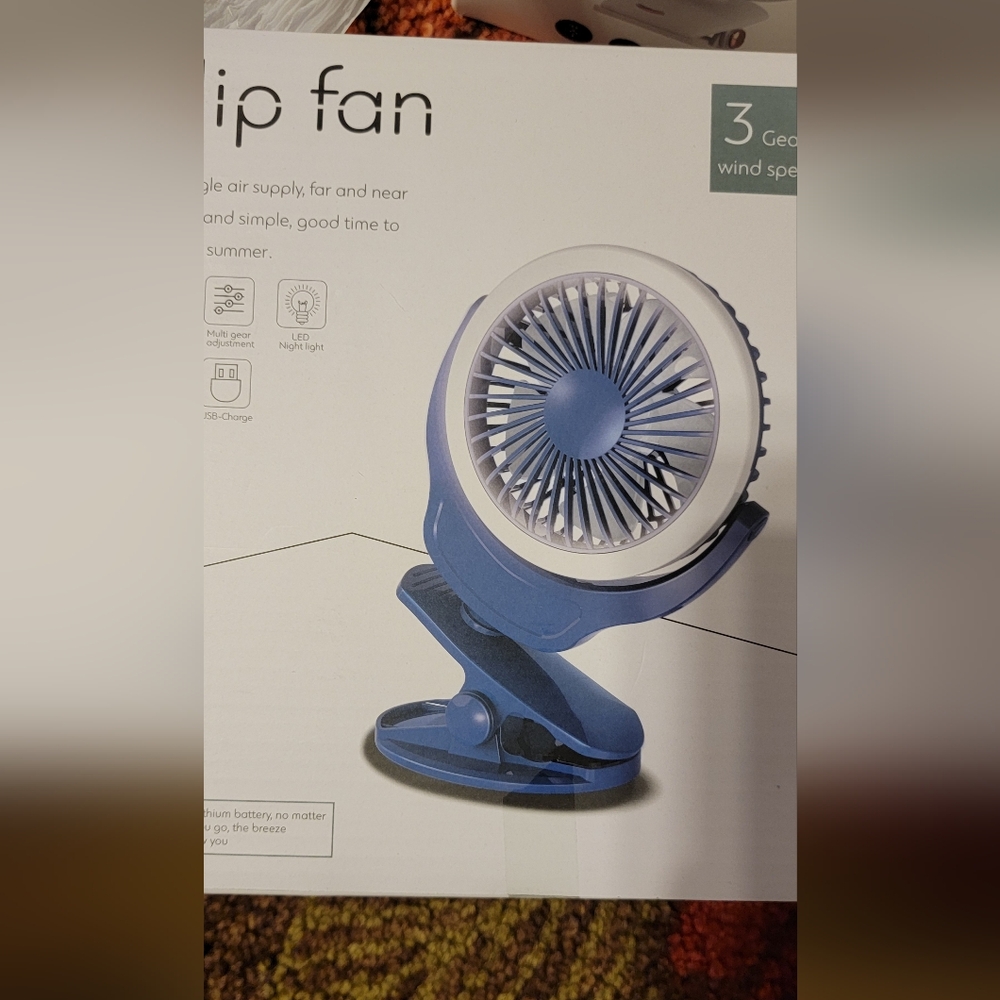 New in-box Assorted Colors Clip Fan Usb with Adjustable Speed W Light.